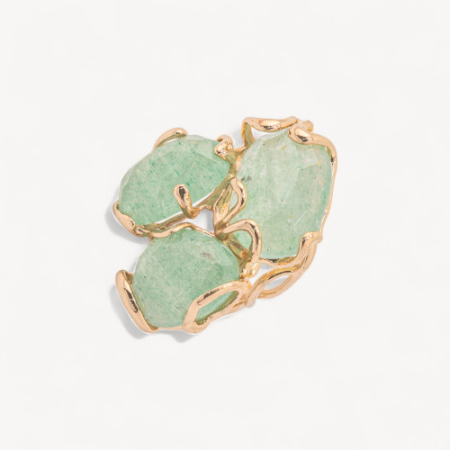 Anello Regolabile in Bronzo Dorato Collezione AURORA con Pietre Dure Avventurina Verde Chiaro | Gioiello Artigianale Donna 32-ANELLI BIJOUX DONNA AURORA BEST SELLER | Worldofjewel.com
