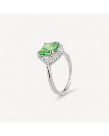 Anello In Argento 925 Con Corindone MOD1503 Rodiato Verde-ANELLI DI ARGENTO 925 | Worldofjewel.com
