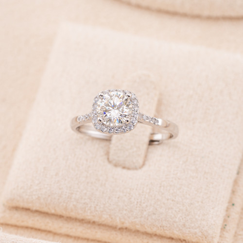 Anillo de Plata 925 con Moissanita MOD1433 Baño de Rodio