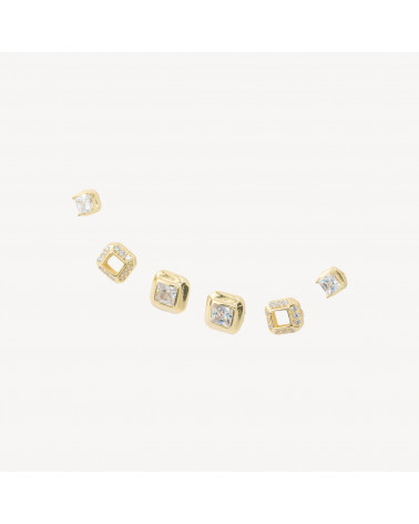 Orecchini In Argento 925 Con Zirconi MOD1594 Dorato-925 SILBER LUXE OHRRINGE | Worldofjewel.com