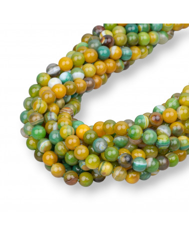 Agata Verde Sfumato Giallo Striata Tondo Liscio 6mm-AGATA VERDE | Worldofjewel.com