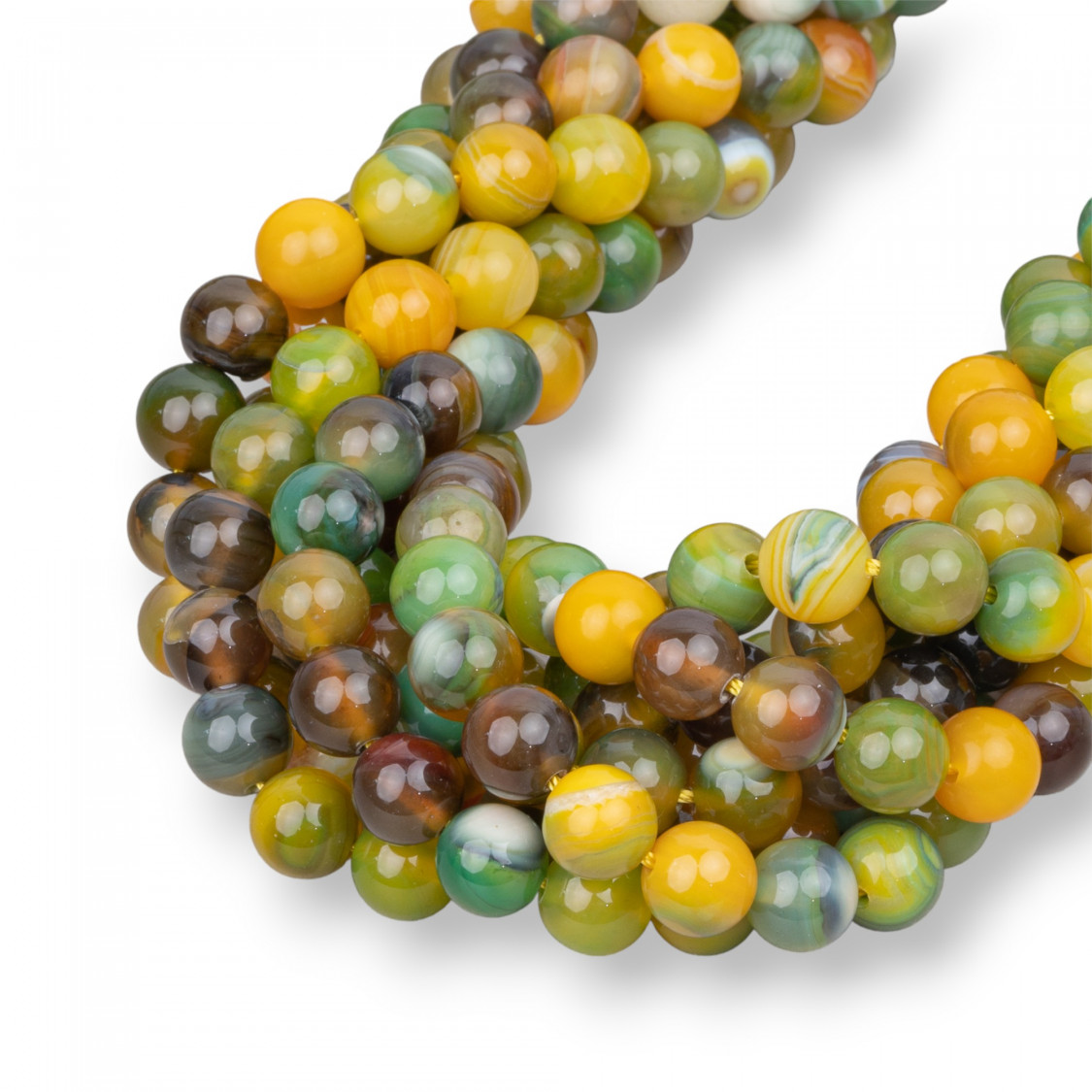 Green Agate Shaded Yellow Striped Smooth Round 8mm-AGATE | Worldofjewel.com