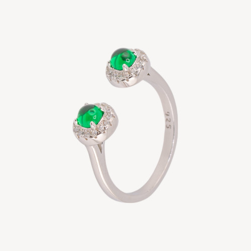 925 Silver Jewel Ring with Zirconia and Double Smooth Light Point Adjustable Size MOD97591 Rhodium Plated