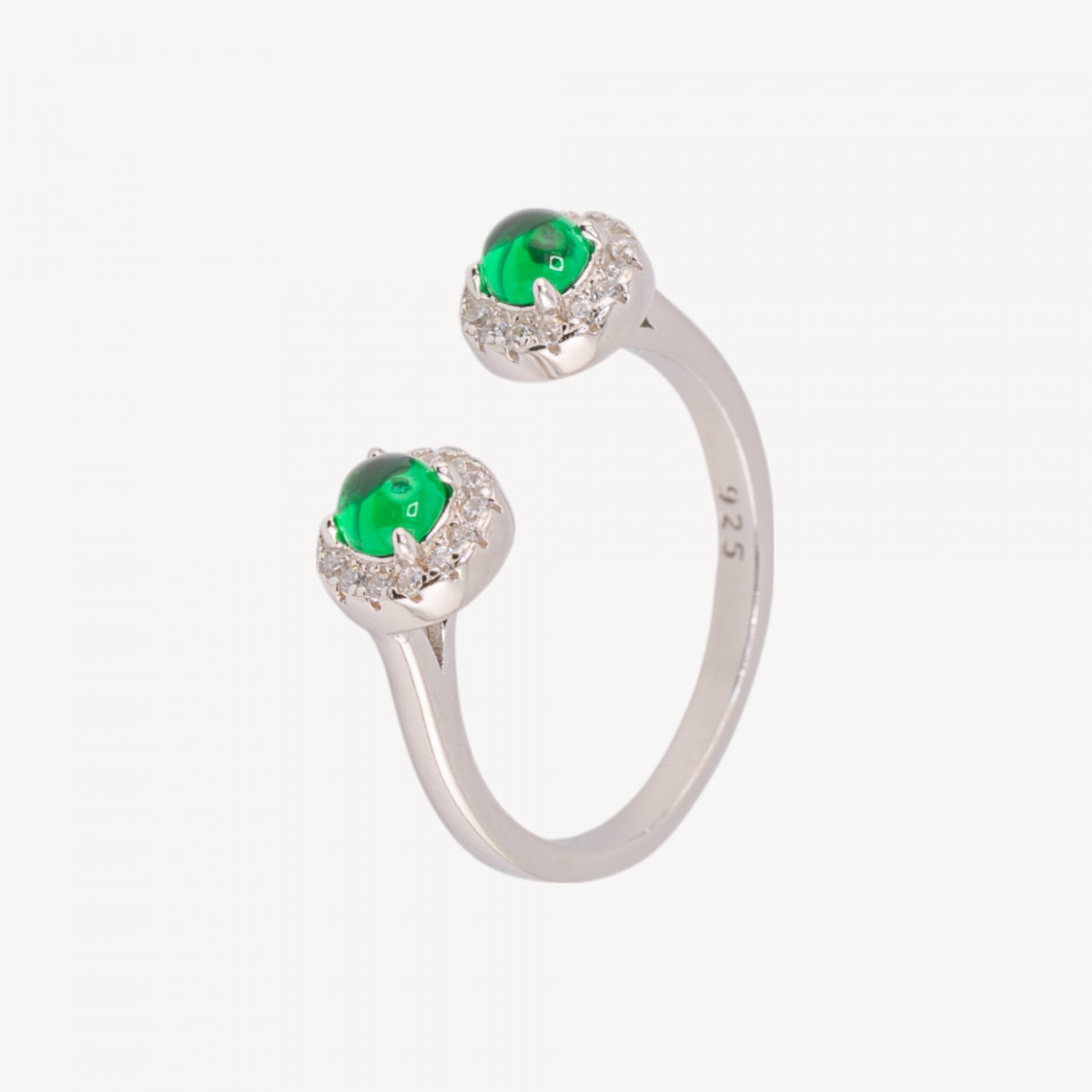 Anello Gioiello In Argento 925 Con Zirconi e Doppio Punto Luce Liscio Misura Regolabile MOD97591 Rodiato-BAGUES EN ARGENT 925 | Worldofjewel.com