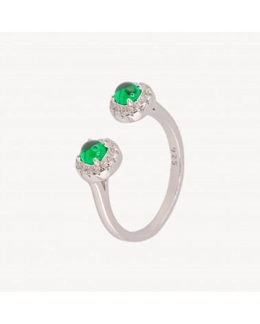 Anello Gioiello In Argento 925 Con Zirconi e Doppio Punto Luce Liscio Misura Regolabile MOD97591 Rodiato-BAGUES EN ARGENT 925 | Worldofjewel.com