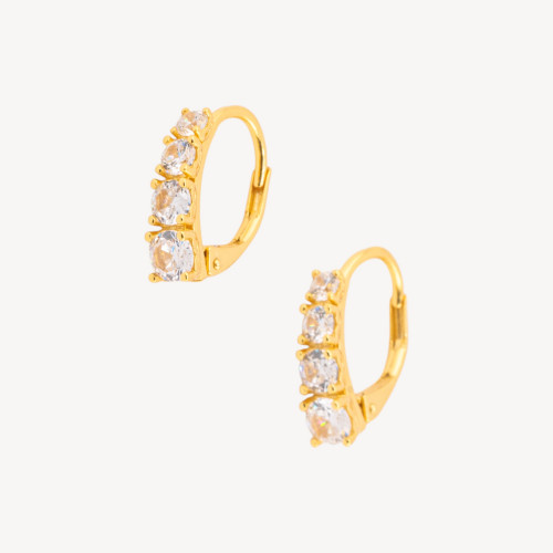 Cierres de pendientes de plata 925 con palanca cerrada y circonitas 13x15,5 mm (2 pares) Oro