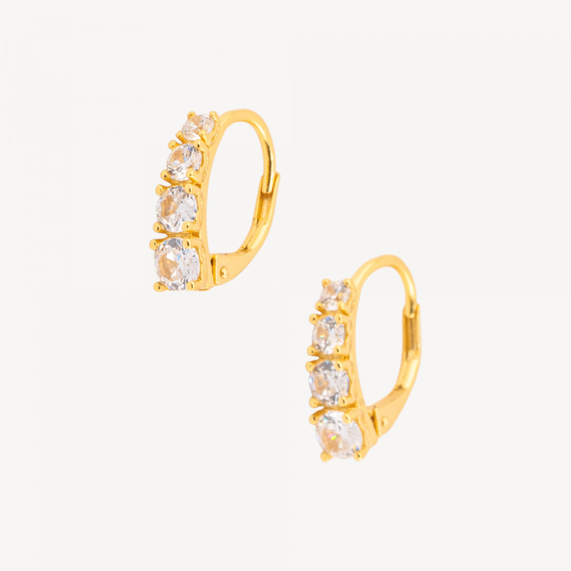 Base Per Orecchini Di Argento 925 Con Monachella Chiusa e Zirconi 13x15,5mm 2 Paia Dorato-BASES DE BOUCLES D'OREILLES EN ARGENT 925 | Worldofjewel.com
