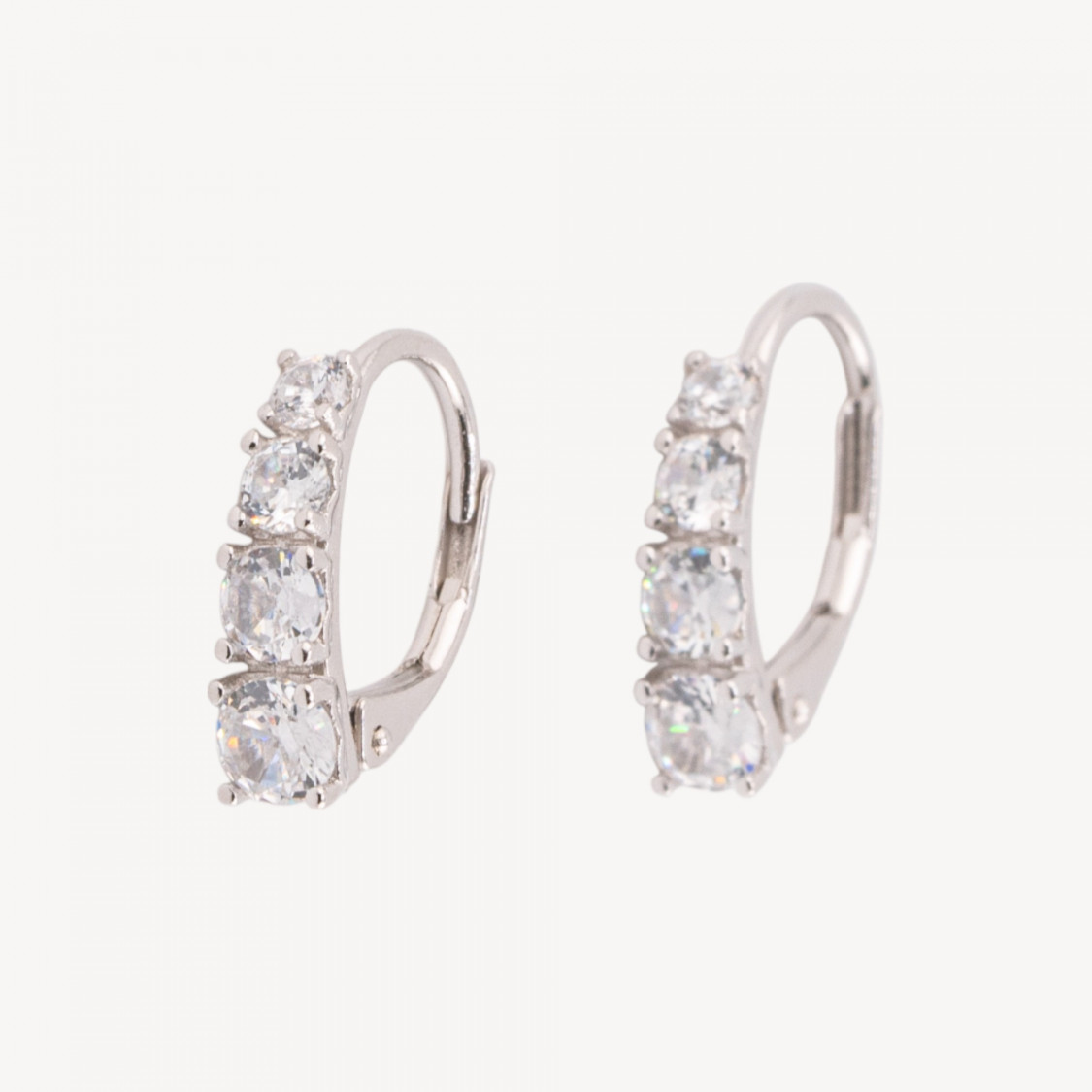 Base Per Orecchini Di Argento 925 Con Monachella Chiusa e Zirconi 13x15,5mm 2 Paia Rodiato-925 Silber Ohrringbasen | Worldofjewel.com