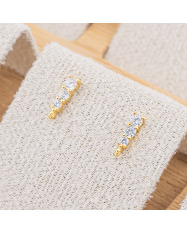 Base Per Orecchini In Argento 925 3 Punti Luce 2x10mm 3 Paia Dorato(Stoppino Non Incluso)-BASES DE BOUCLES D'OREILLES EN ARGENT 925 | Worldofjewel.com