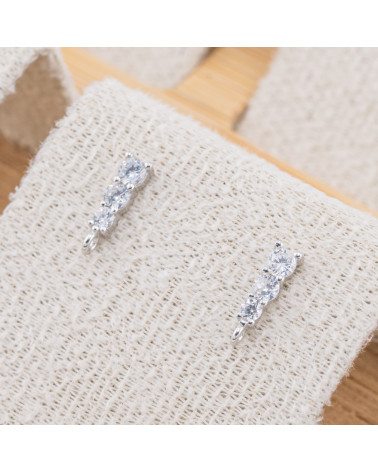 Base Per Orecchini In Argento 925 3 Punti Luce 2x10mm 3 Paia Rodiato(Stoppino Non Incluso)-925 Silber Ohrringbasen | Worldofjewel.com