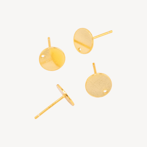 925 Silver Earring Backs Flat Pin 8mm 3 Pairs Gold Plated (Wick Not Included)