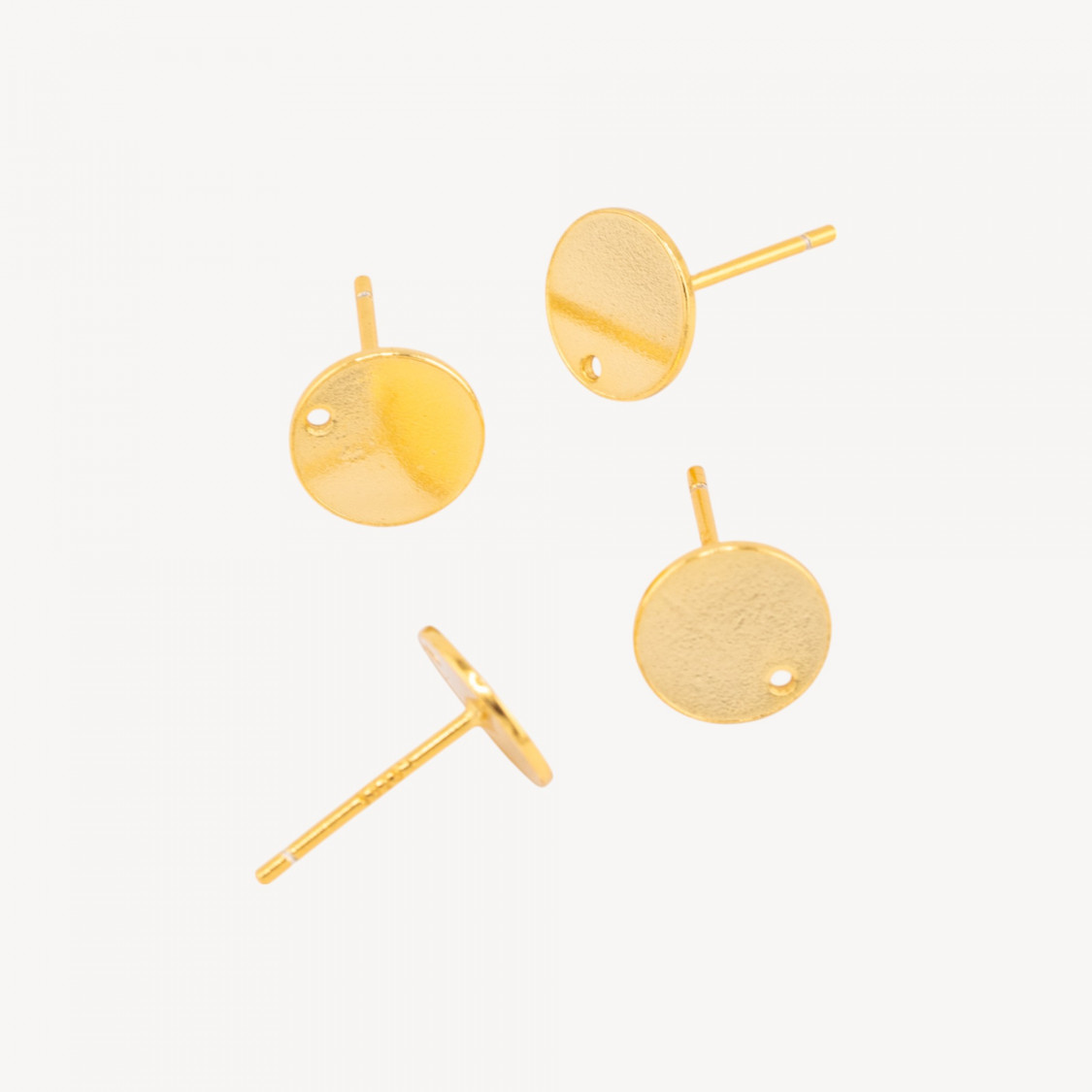 Base Per Orecchini In Argento 925 Perno Flat 8mm 3 Paia Dorato (Stoppino Non Incluso)-925 Silber Ohrringbasen | Worldofjewel.com