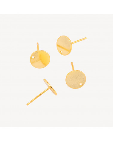 Base Per Orecchini In Argento 925 Perno Flat 8mm 3 Paia Dorato (Stoppino Non Incluso)-925 Silber Ohrringbasen | Worldofjewel.com