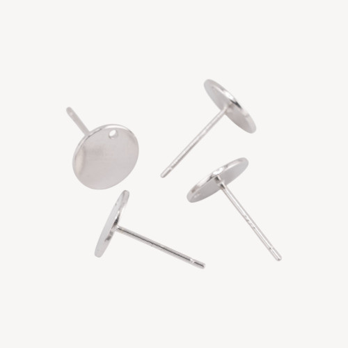 Ohrringverschlüsse aus 925er Sterlingsilber, 8 mm flacher Stecker, 3 Paar, rhodiniert (Docht nicht enthalten)