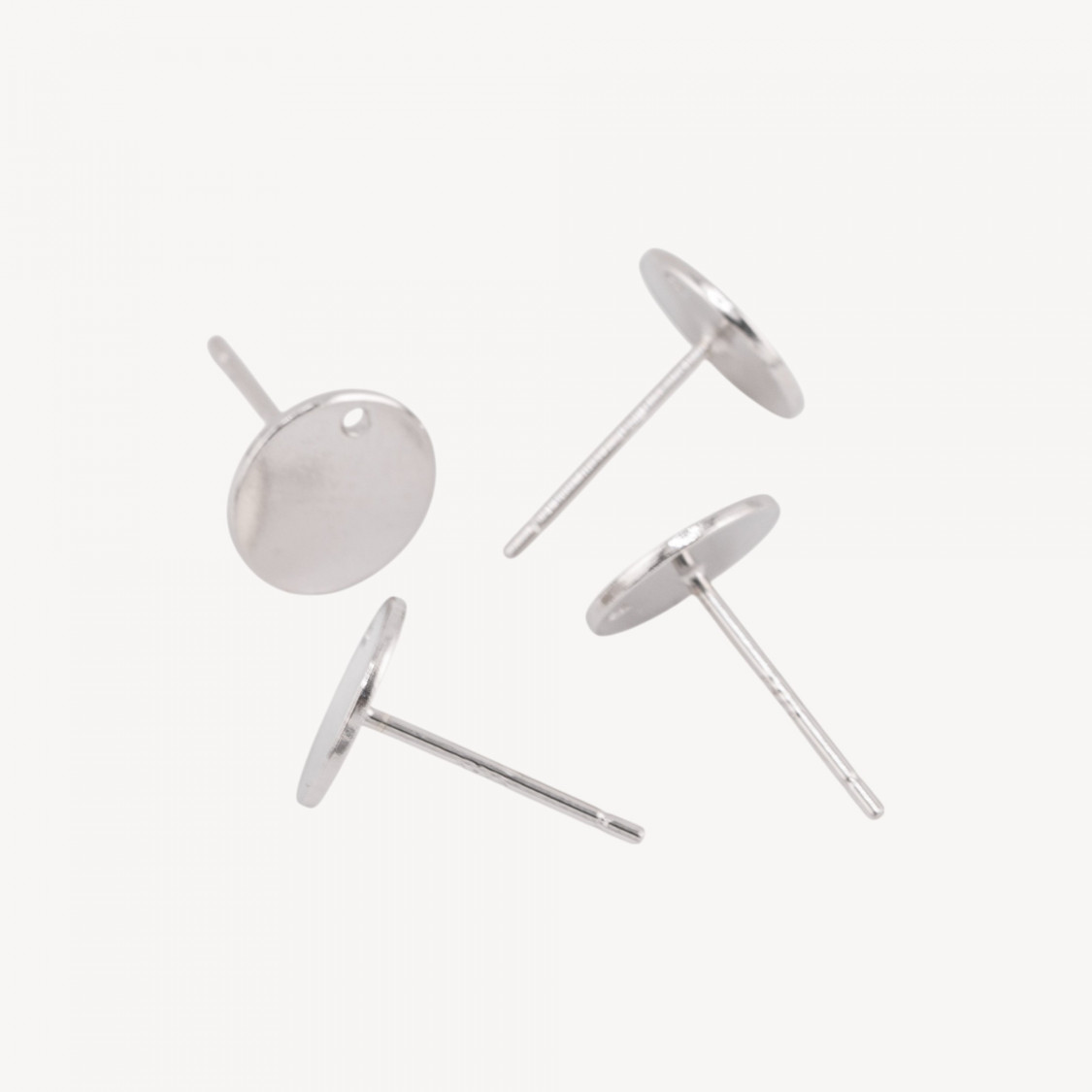Base Per Orecchini In Argento 925 Perno Flat 8mm 3 Paia Rodiato (Stoppino Non Incluso)-925 Silber Ohrringbasen | Worldofjewel.com