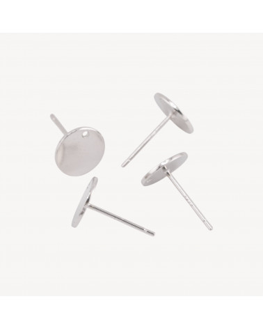 Base Per Orecchini In Argento 925 Perno Flat 8mm 3 Paia Rodiato (Stoppino Non Incluso)-925 Silber Ohrringbasen | Worldofjewel.com