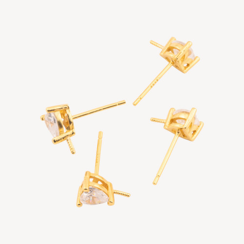 Cierres de pendientes de plata 925 con punto de luz de corazón de 6 mm, 5 pares, chapados en oro (mecha no incluida)