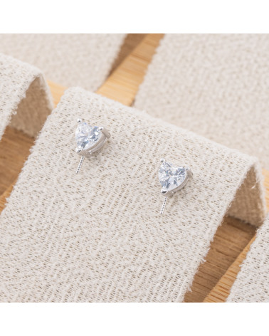 Base Per Orecchini In Argento 925 Punto Luce Cuore 6mm 5 Paia Rodiato (Stoppino Non Incluso)-BASES DE BOUCLES D'OREILLES EN ARGENT 925 | Worldofjewel.com