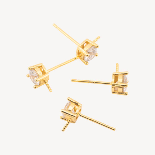 925er Silber Ohrringverschlüsse, rund, mit leichter Spitze, 5 mm, 3 Paar, Gold (Docht nicht enthalten)