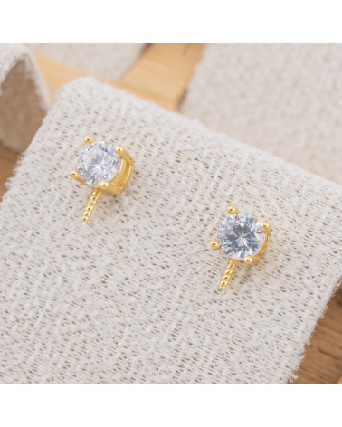 Base Per Orecchini In Argento 925 Punto Luce Tondo 5mm 3 Paia Dorato (Stoppino Non Incluso)-BASES DE BOUCLES D'OREILLES EN ARGENT 925 | Worldofjewel.com