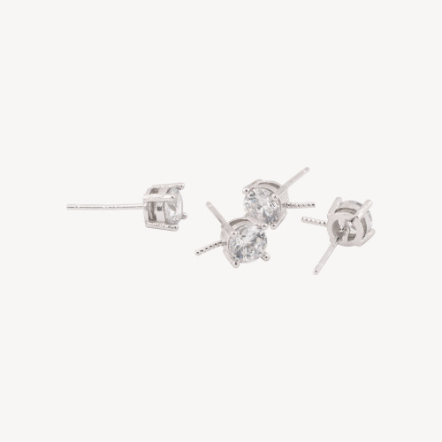 Fermoirs de boucles d'oreilles en argent 925, pointe lumineuse ronde de 5 mm, 5 paires, plaqués rhodium (mèche non incluse)