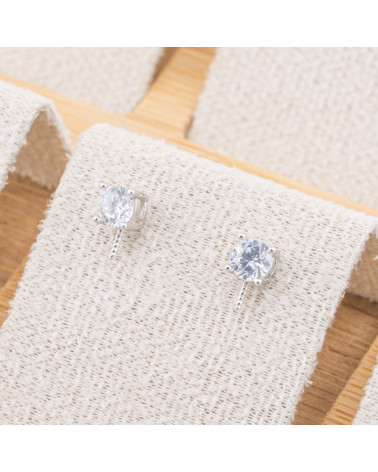 Base Per Orecchini In Argento 925 Punto Luce Tondo 5mm 5 Paia Rodiato (Stoppino Non Incluso)-BASES DE BOUCLES D'OREILLES EN ARGENT 925 | Worldofjewel.com