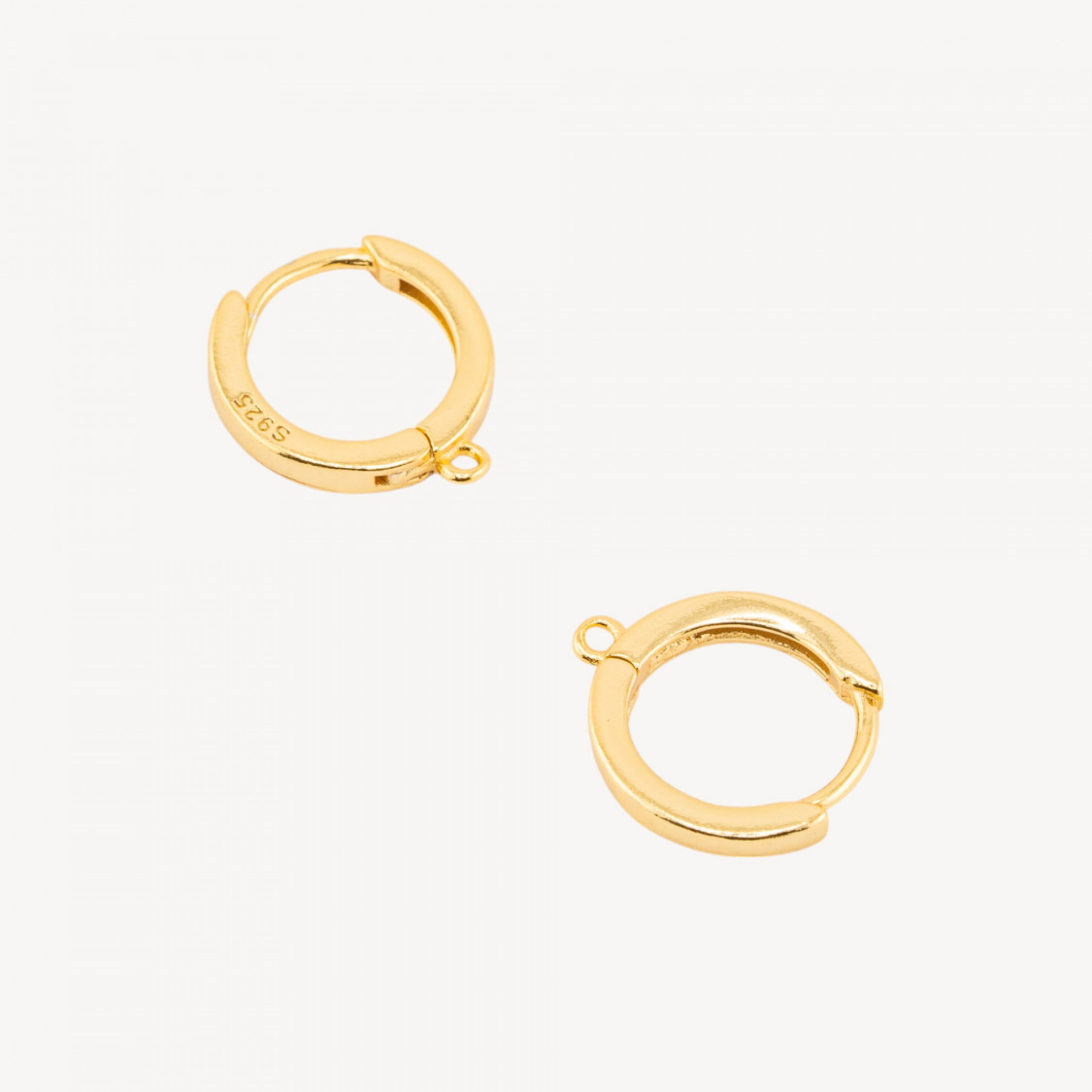 Base Per Orecchini Perno Chiuso Di Argento 925 Cerchietto Liscio 13,5x2mm 3 Paia Dorato-925 Silber Ohrringbasen | Worldofjewel.com
