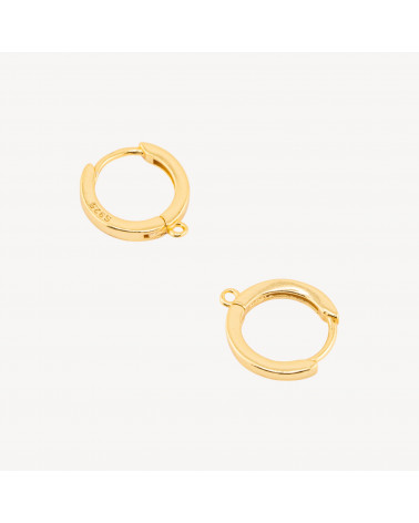 Base Per Orecchini Perno Chiuso Di Argento 925 Cerchietto Liscio 13,5x2mm 3 Paia Dorato-925 Silber Ohrringbasen | Worldofjewel.com