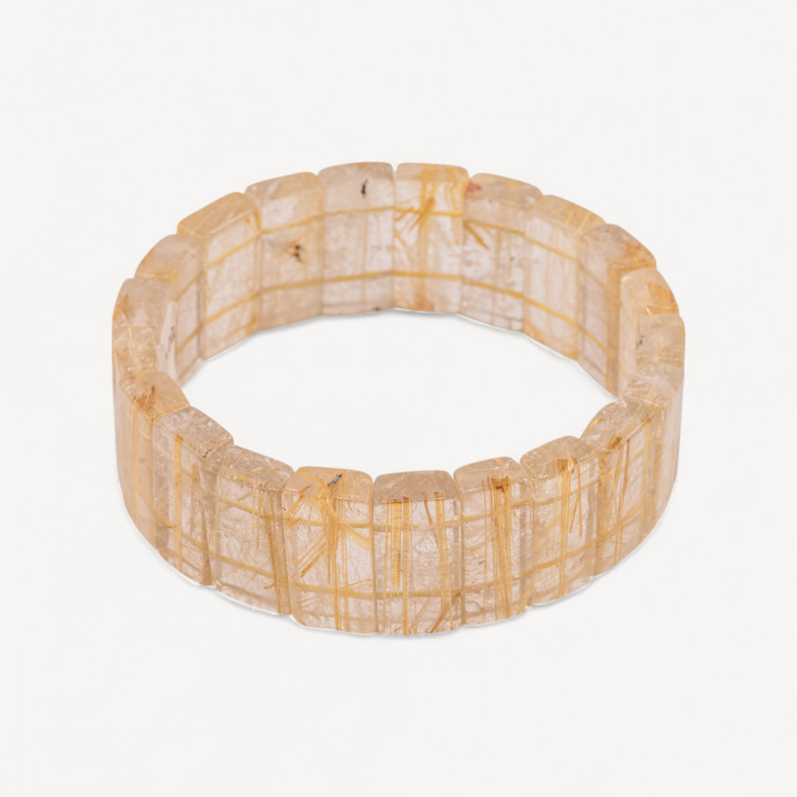 Bracciale Elastico Di Quarzo Rutilato Naturale 23mm-PIEDRAS DURAS | Worldofjewel.com