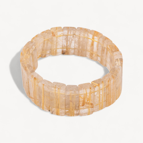 25.5mm Natural Rutilated Quartz Elastic Bracelet
