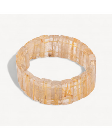 Bracciale Elastico Di Quarzo Rutilato Naturale 25,5mm-PIEDRAS DURAS | Worldofjewel.com