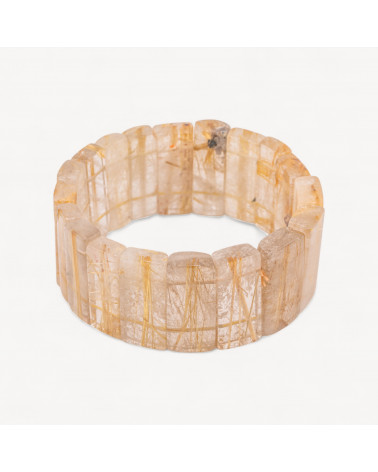 Bracciale Elastico Di Quarzo Rutilato Naturale 30mm-PIEDRAS DURAS | Worldofjewel.com