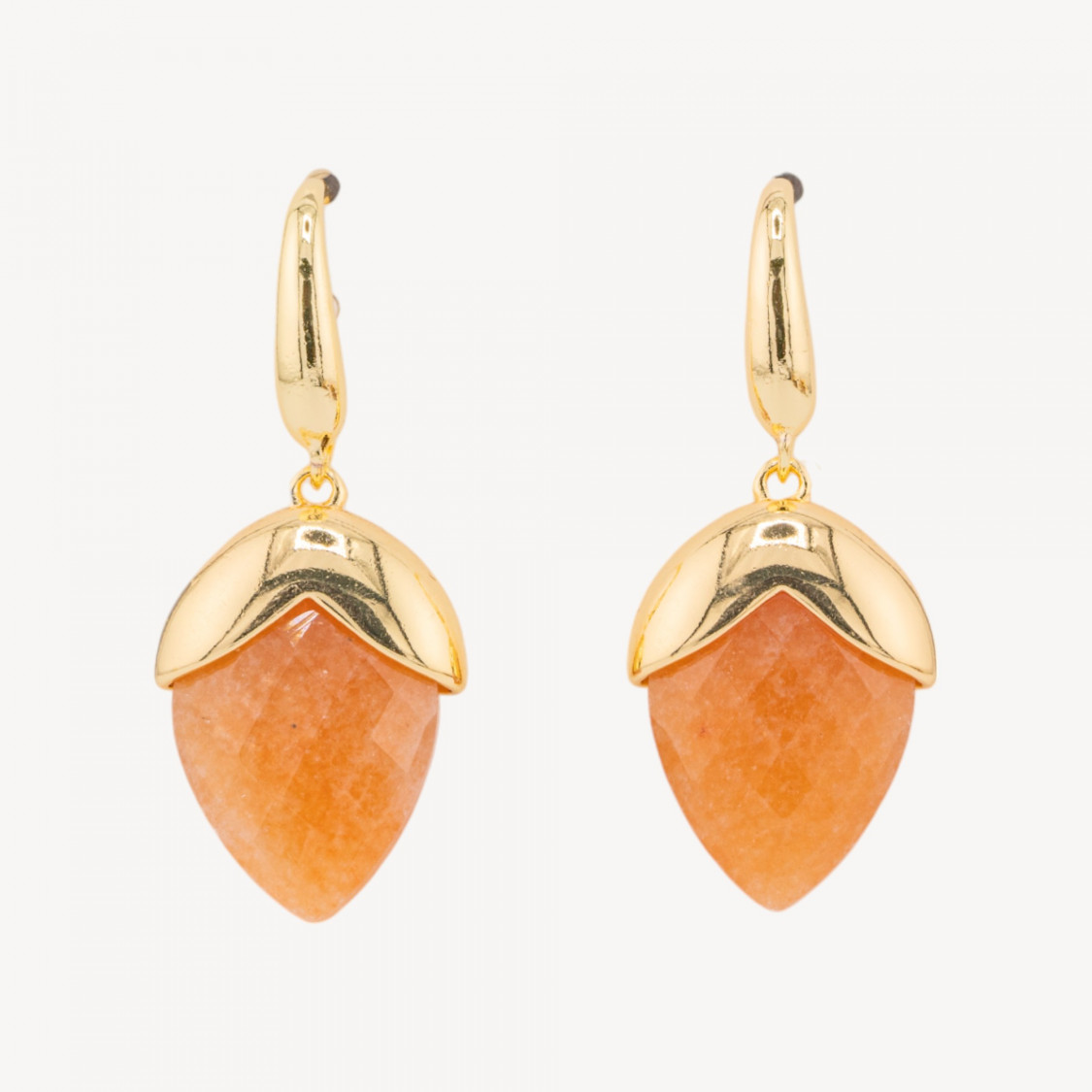 Orecchini A Monachella Di Bronzo Con Pietre Dure Sfaccettate Forma Goccia 18x45mm Dorato Eosite-ORECCHINI MADE WITH STYLE | Worldofjewel.com