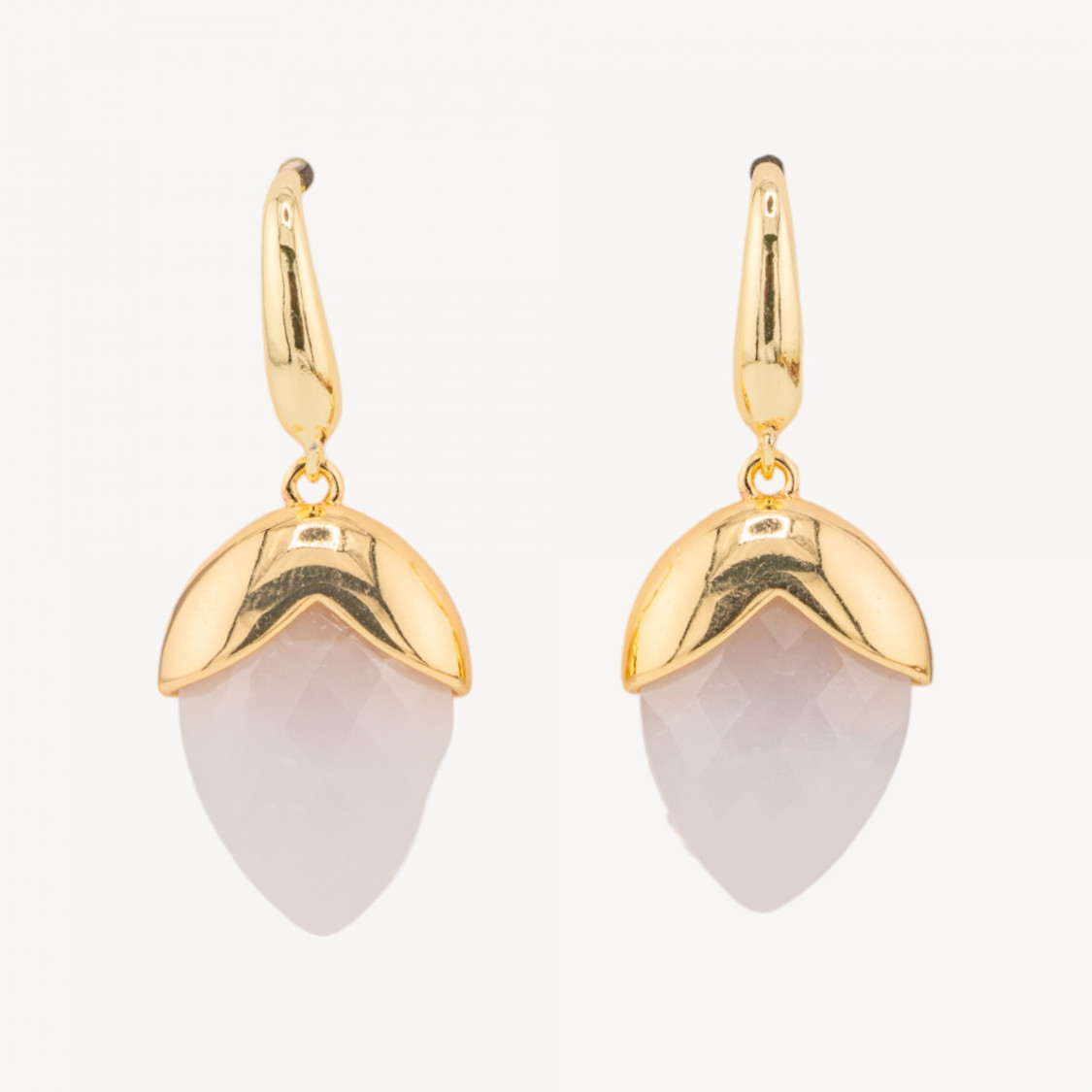 Ohrhänger aus Bronze mit facettierten, tropfenförmigen Edelsteinen (18 x 45 mm), vergoldetem Quarz-Ohrringe mit Stil | Worldofjewel.com