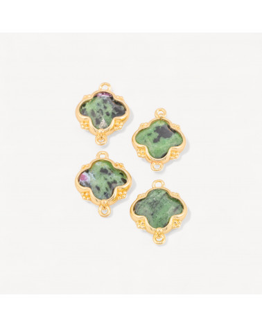 Connettore Componente Di Pietre Dure Incastonate Con Bronzo Quadrifoglio 2 Anellini 15x20mm 6pz Dorato Rubizoisite-LINKS PIETRE NATURALI COLLEZIONE LITHOS | Worldofjewel.com