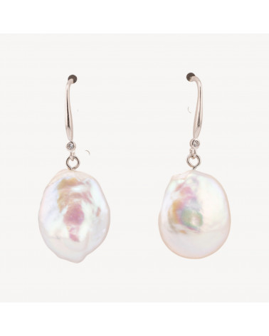 Orecchini Gioiello In Argento 925 con Punto Luce e Perle Barocche 16,5x40,5mm-ORECCHINI HOT PICKS | Worldofjewel.com