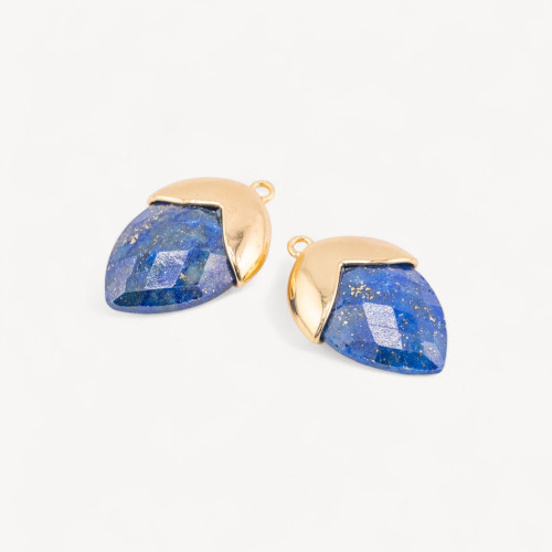 Anhänger aus Hartsteinen, besetzt mit einer bronzenen Eichel, 1 Ring (18 x 28 mm), 4-teiligen Gold-Lapislazuli-Beschlägen