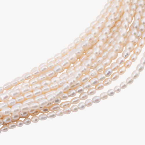 River Pearls Mikroperlen Reiskorn AA+ 3-3,5 mm Weiß