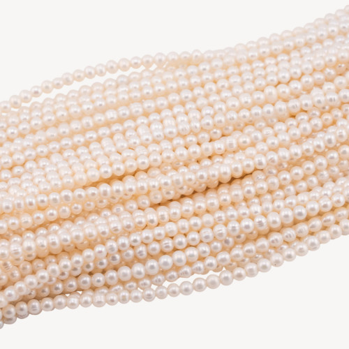 Perles de rivière Microperles Semi-rondes A+ 3-4 mm Blanches