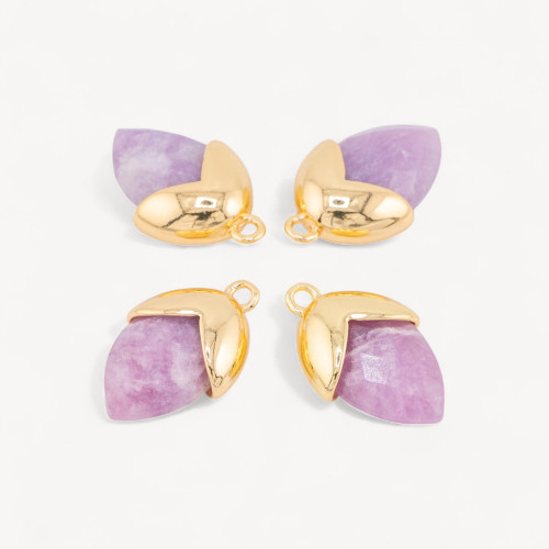 Pendant Component of Hard Stones Set with Bronze Acorn 1 Ring 12.5x20mm 8pcs Gold Plated