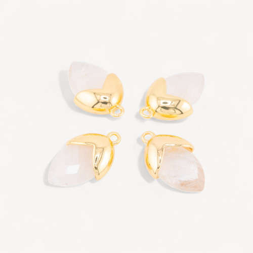 Componente colgante de piedras duras engastadas con bellota de bronce, 1 aro de 12,5 x 20 mm, 8 piezas de jade blanco bañado en 