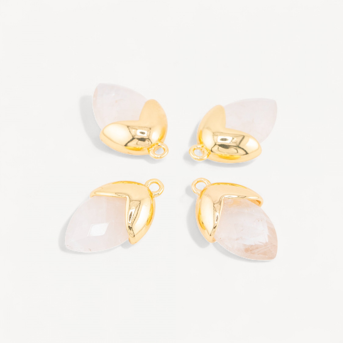 Pendente Componente Di Pietre Dure Incastonate Con Bronzo Ghianda 1 Anellino 12,5x20mm 8pz Dorato Giada Bianca-LINKS PIETRE NATURALI COLLEZIONE LITHOS | Worldofjewel.com