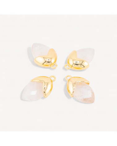 Pendente Componente Di Pietre Dure Incastonate Con Bronzo Ghianda 1 Anellino 12,5x20mm 8pz Dorato Giada Bianca-LINKS PIETRE NATURALI COLLEZIONE LITHOS | Worldofjewel.com
