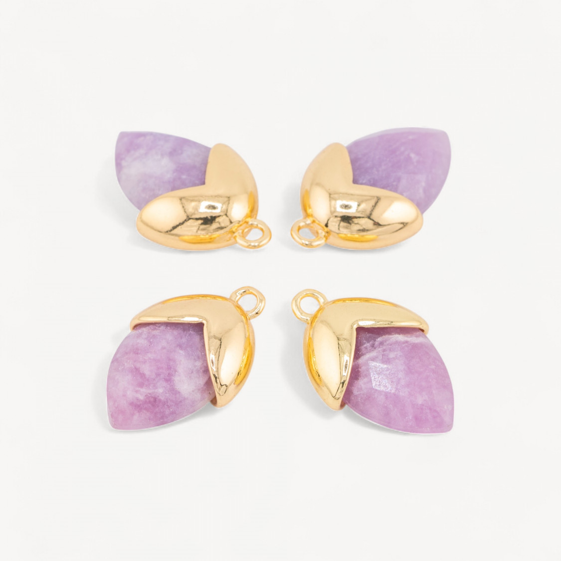Pendente Componente Di Pietre Dure Incastonate Con Bronzo Ghianda 1 Anellino 12,5x20mm 8pz Dorato Giada Kunzite-LINKS PIETRE NATURALI COLLEZIONE LITHOS | Worldofjewel.com