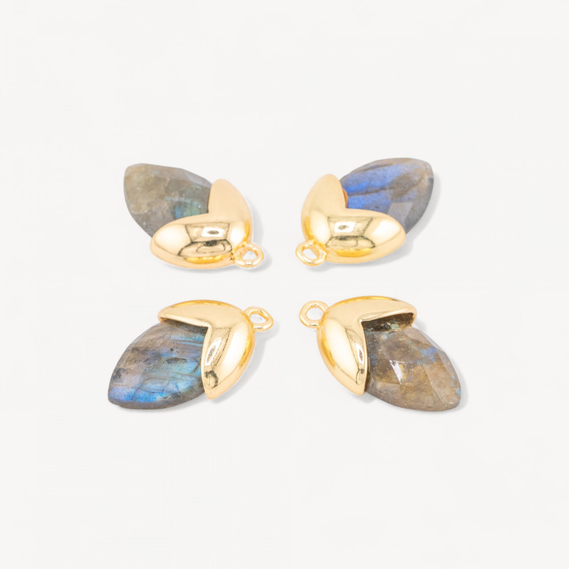 Pendente Componente Di Pietre Dure Incastonate Con Bronzo Ghianda 1 Anellino 12,5x20mm 8pz Dorato Labradorite-LINKS PIETRE NATURALI COLLEZIONE LITHOS | Worldofjewel.com