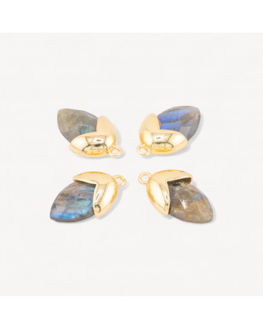 Pendente Componente Di Pietre Dure Incastonate Con Bronzo Ghianda 1 Anellino 12,5x20mm 8pz Dorato Labradorite-LINKS PIETRE NATURALI COLLEZIONE LITHOS | Worldofjewel.com
