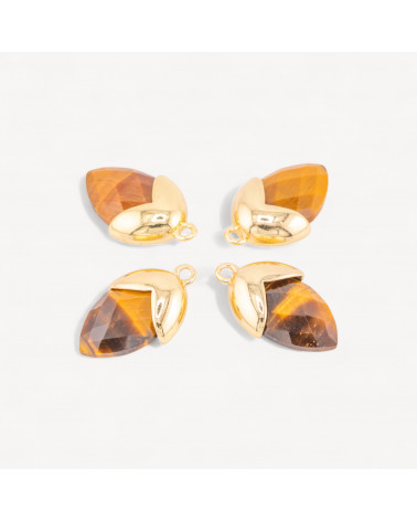 Pendente Componente Di Pietre Dure Incastonate Con Bronzo Ghianda 1 Anellino 12,5x20mm 8pz Dorato Occhio di Tigre-LINKS PIETRE NATURALI COLLEZIONE LITHOS | Worldofjewel.com