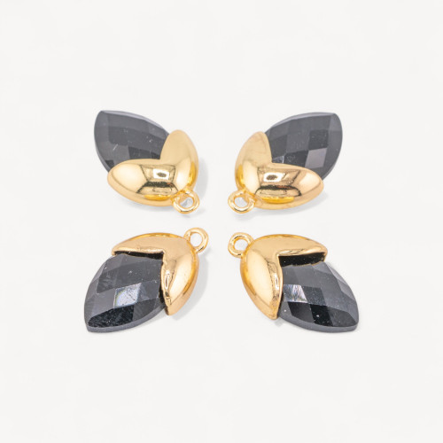 Componente colgante de piedras duras engastadas con bellota de bronce, 1 aro de 12,5 x 20 mm, 8 piezas de ónix dorado