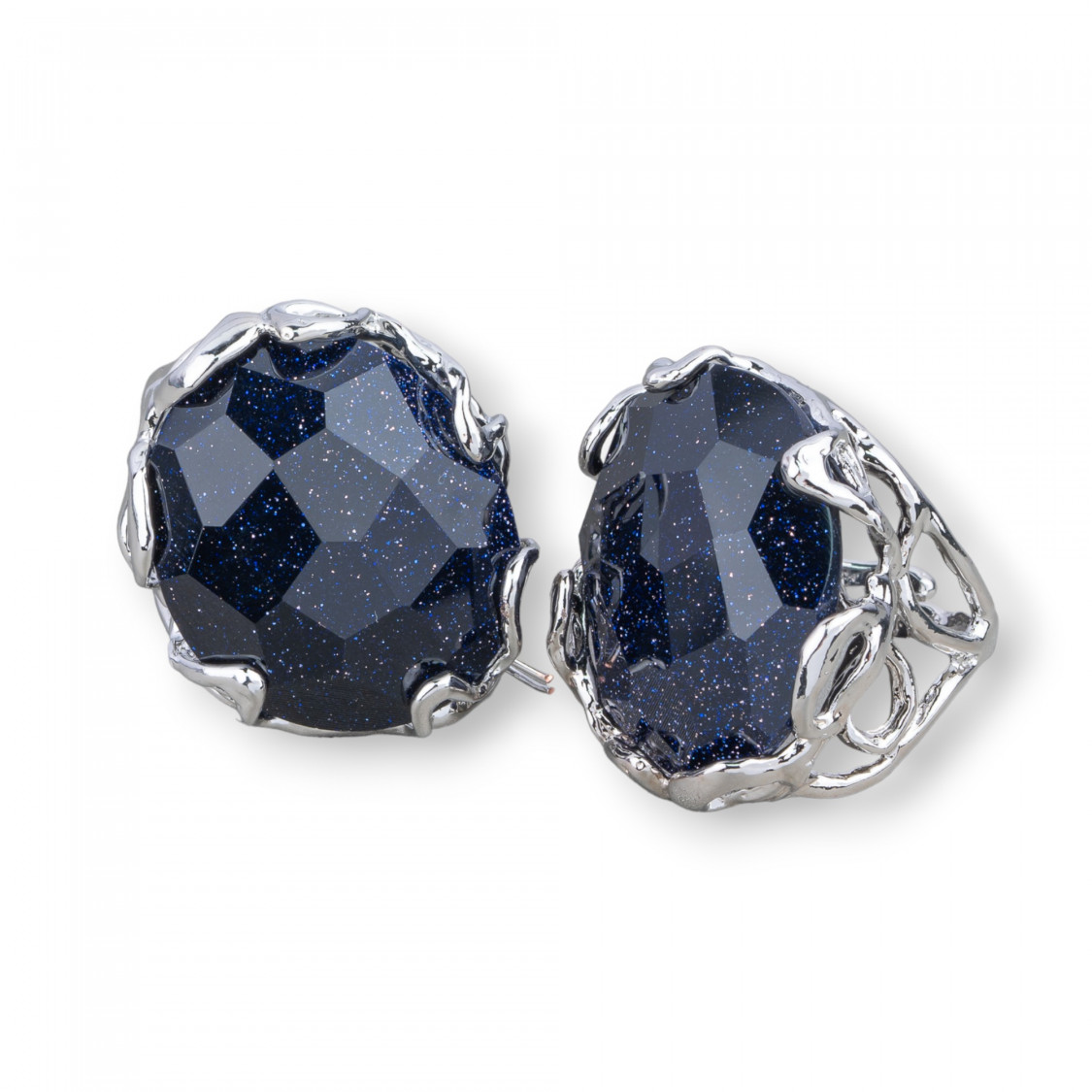 Anello Regolabile in Bronzo Rodiato Collezione AURORA-1 con Occhio Di Gatto Pietra Del Sole Blu | Gioiello Artigianale Donna -ANELLI BIJOUX DONNA AURORA BEST SELLER | Worldofjewel.com
