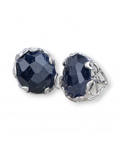 Anello Regolabile in Bronzo Rodiato Collezione AURORA-1 con Occhio Di Gatto Pietra Del Sole Blu | Gioiello Artigianale Donna -ANELLI BIJOUX DONNA AURORA BEST SELLER | Worldofjewel.com